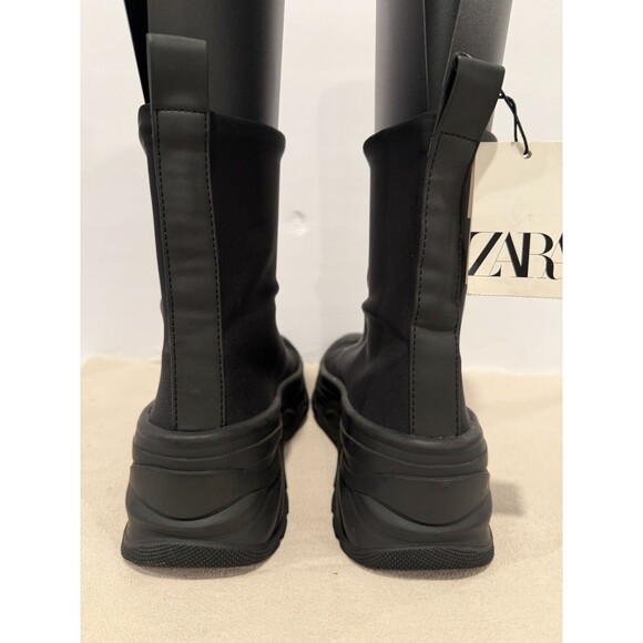 Zara Sporty Zippered Technical Fabric Black Ankle Boots Women Size US 9 EUR 40 - Picture 11 of 15